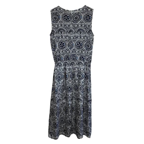 Kate Spade Silk Midi Dress Navy White Print Sleeveless Size 6 - Picture 2 of 6